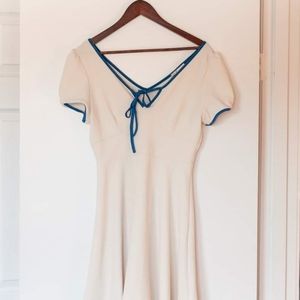 ModClothVintage Style Cream and Blue Dress